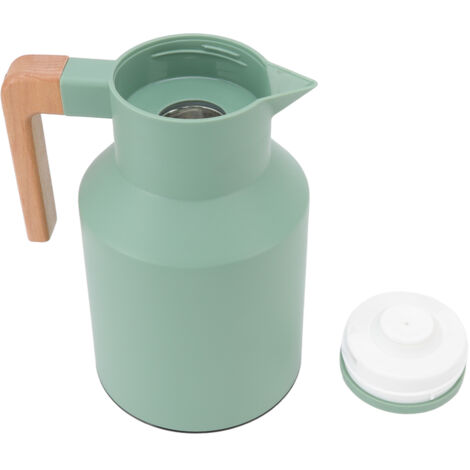 Cafetière Isotherme 1L Style Européen avec Poignée en Hêtre, Capacité Grande, Portable, Conservation 12h, Vert