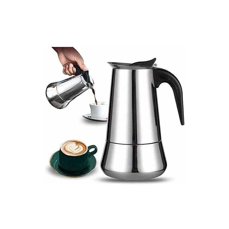 Vuszr - Cafetière italienne 12 tasses en acier inoxydable compatible tous types de feux 12 tasses