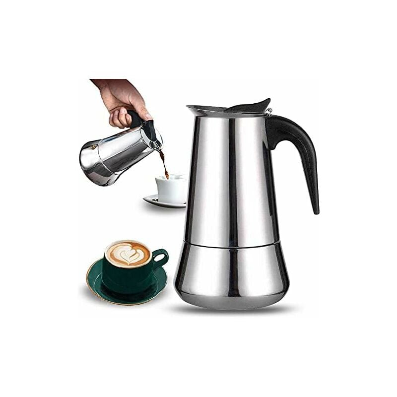 Cafetière italienne 12 tasses en acier inoxydable compatible tous types de feux 12 tasses