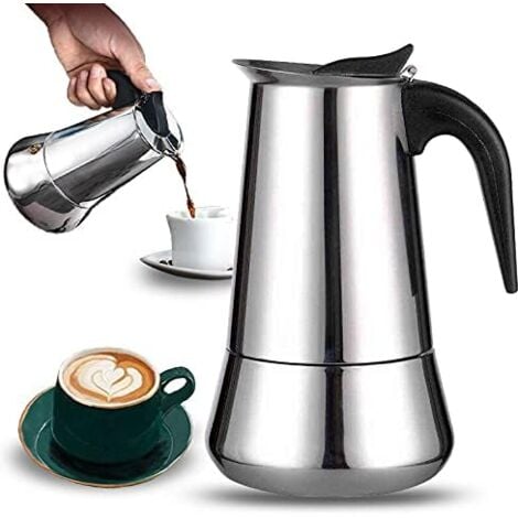 LRAPTY Cafetière italienne 12 tasses en acier inoxydable compatible tous types de feux 12 tasses