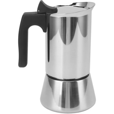 Cafetière Italienne 300ml en Acier Inoxydable Qualité Alimentaire, Poignée Isolée pour Voyage et Extérieur, Sécuritaire sur Cuisinière