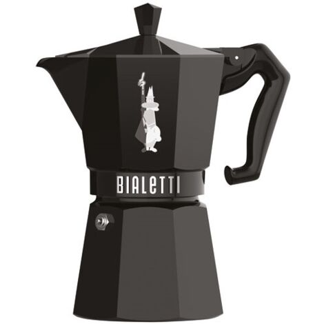 Cafetière italienne 6 tasses en aluminium noir – Design vintage années 1960 – Compatible tous feux sauf induction – Bialetti