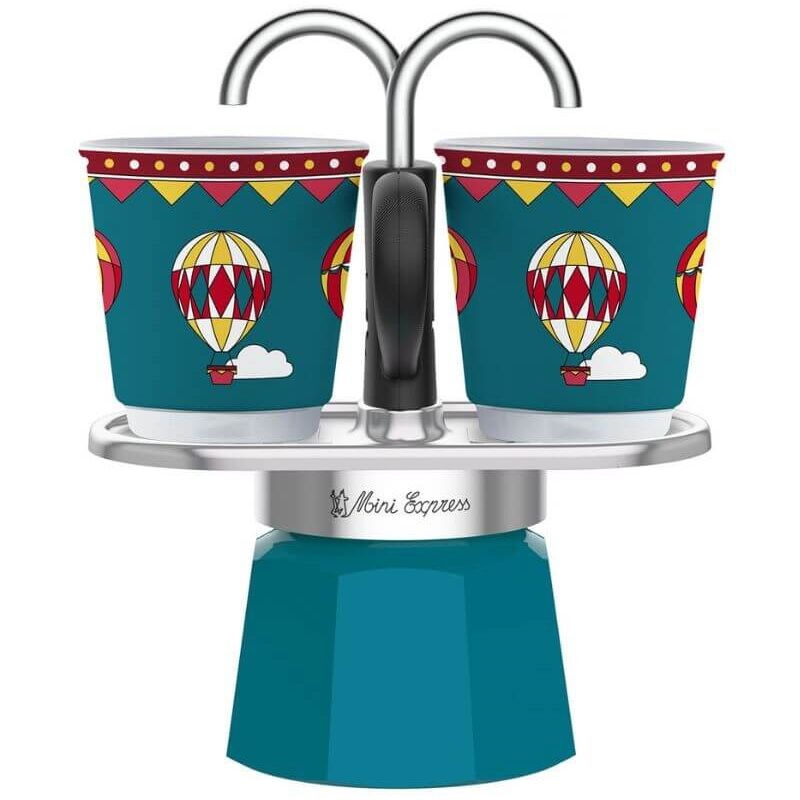 Machine à café Bialetti Mini Express Winter Wonderland 2TZ avec deux tasses de 90 ml Multicolore