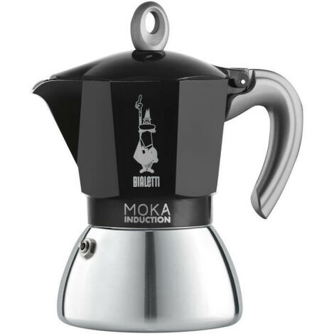 Cafetiere italienne - BIALETTI - NEW MOKA INDUCTION - 6 tasses - 0,28 L - Noir / Argent