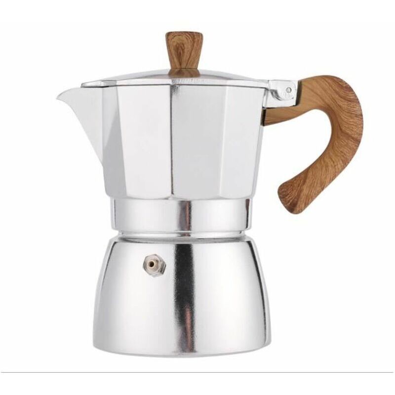 Cafetière Italienne Cafetière Moka 300 ml en alliage d'aluminium outils à café style européen épaissis argent
