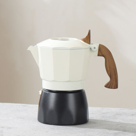 Cafetière italienne cubaine blanche de style Moka, compatible avec les plaques de cuisson à gaz ou électriques. Machine à expresso de table, cafetière de camping, permet de préparer 2 tasses d'express