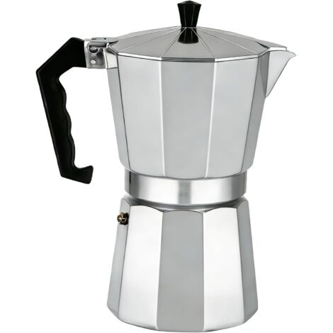 Cafetière Italienne en Aluminium, Design Élégant, avec Valve de Sécurité et Joint en Silicone, 6 Tasses Moka Pot, Cafetière Expresso pour Plaque à Gaz