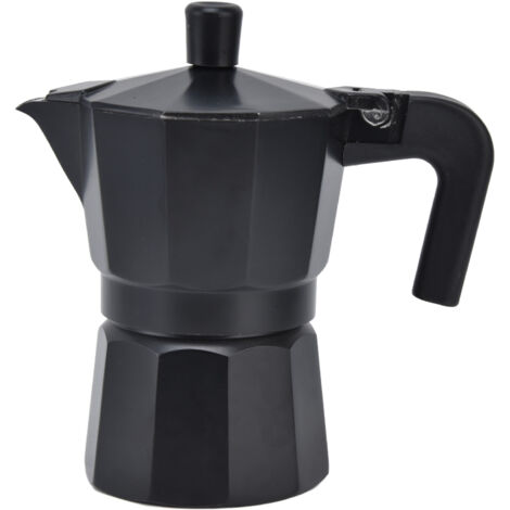 Cafetière Italienne en Aluminium Noir 300ML Résistante à Haute Température pour Cuisinière