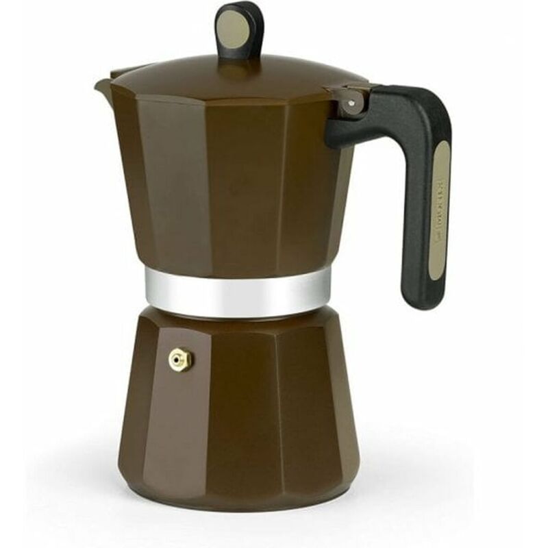 BRA - Cafetière italienne monix induction cream m671009/ 9 tasses/ brun