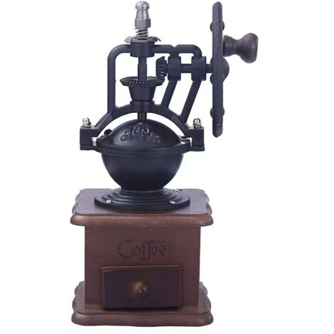 Cafetière manuelle avec moulin à café intégré, broyage réglable en finesse, corps compact matériau alimentaire pour maison, voyage et camping amateur de café.