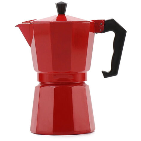 Cafetière Moka 150ml en Aluminium, Distribution Uniforme de la Chaleur, Pour Maison, Camping et Bureau, Rouge