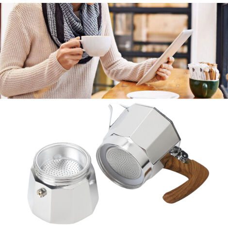 [Cafetière Moka] [Aluminium] [3 Tasses] [Marque] Cafetière Moka à pression pour cuisinière - Résistante à la chaleur, idéale pour la maison, usage électrique et manuel