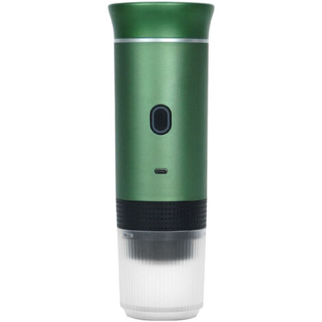 Cafetière portable de voyage, cafetière à piles, machine à expresso à une tasse pour camping, voiture, camping-car, randonnée, bureau, essentiels de cuisine, sans fil (vert)