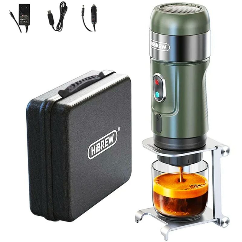Hibrew - Cafetière portable H4B Légère et portable Peut être utilisée dans la voiture et à l'extérieur Vert Modèle rechargeable avec adaptateur Avec