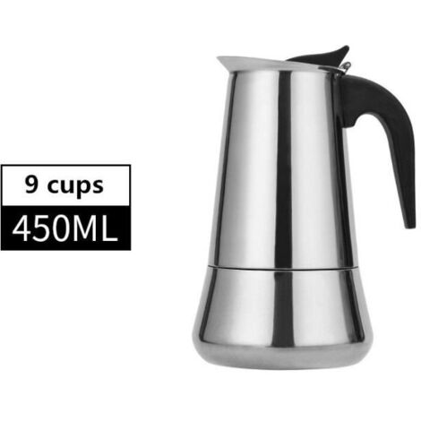 Cafetière,Cafetière octogonale en acier inoxydable, grande capacité de 600ml, 12 tasses, pour expresso, Moka, - Type 9cups-450ml-B