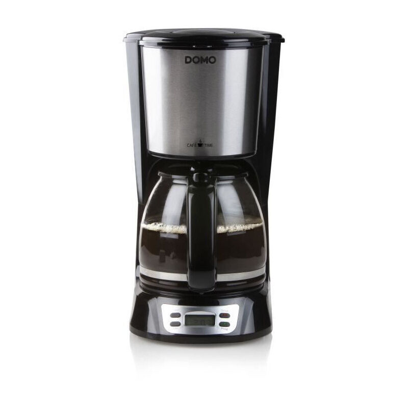 Cafetiere Filtre Domo DO708K - 1000 w - 1,5 l - 12 tasses - Ecran lcd - Minuteur 24 h - Noir et acier inoxydable