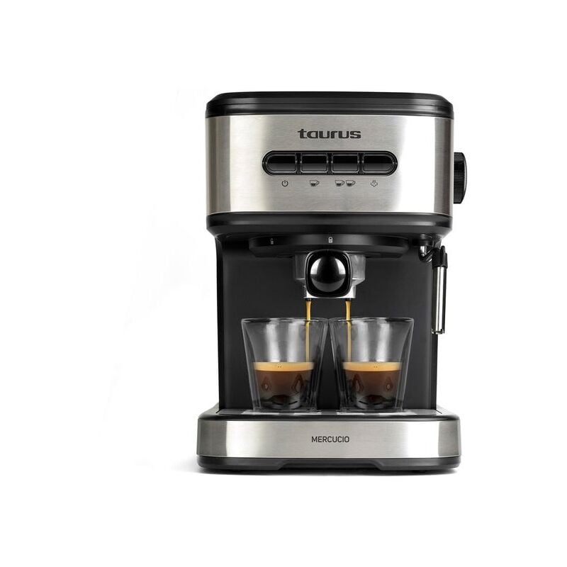 Mercucio - Machine à expresso 20 bars, programmable, arrêt automatique, 850W, sans bpa, arrêt automatique, 1,50L, vapeur, système extra-crème - Taurus