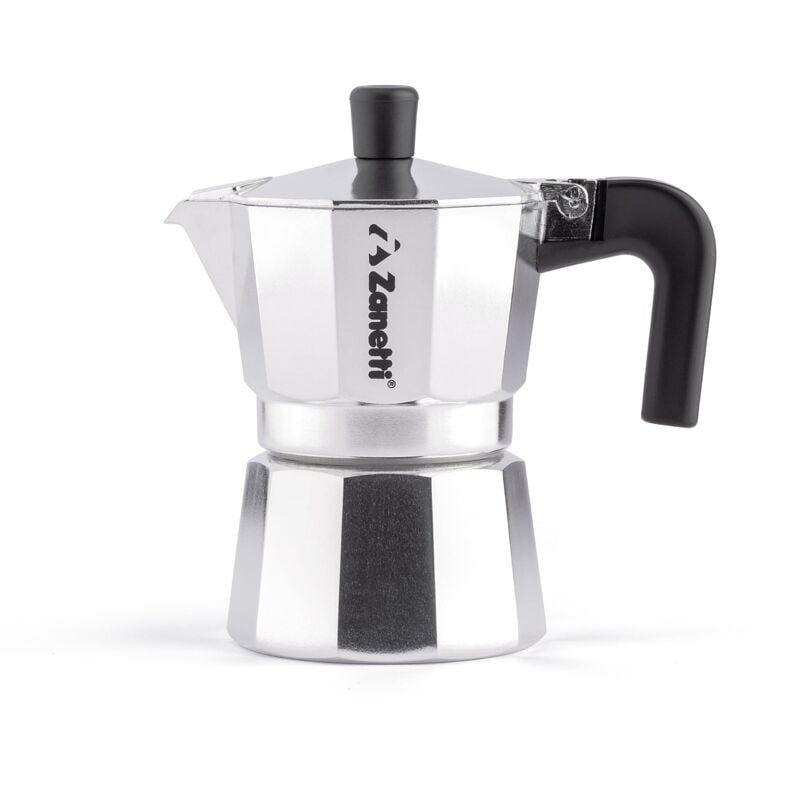 Zanetti, Mama Caffettiera Moka in Alluminio, Macchinetta Caffè 1 Tazza, Moka Espresso con Sistema Anti Goccia, Guarnizione in Silicone, Manico