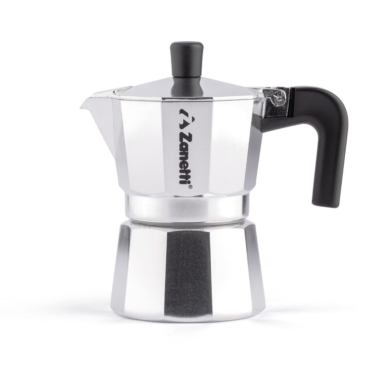 Zanetti, Mama Caffettiera Moka in Alluminio, Macchinetta Caffè Mezza Tazza, Moka Espresso con Sistema Anti Goccia, Guarnizione in Silicone, Manico