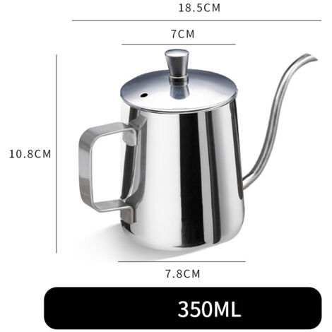 Caffettiera a filtro, bollitore a filtro con beccuccio lungo, caffettiera per casa/esterni, caraffa per caffè, piccola caffettiera a goccia, teiera a collo di cigno (argento - 350 ml)