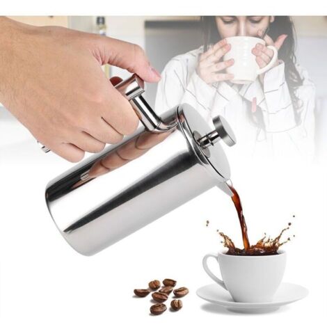 Caffettiera a pressa francese, a doppia parete in acciaio inox, 350 ml, con filtro