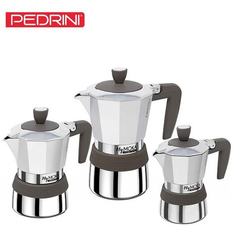 Pedrini 02CF036 Caffettiera, Acciaio Inossidabile, Steel Moka, 2 tazze, per  piani ad induzione