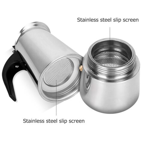 Caffettiera elettrica portatile in acciaio inox per moka e latte, con filtro per espresso e tazza da caffè in stile europeo - 200 ml