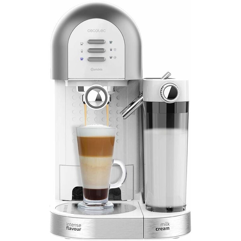 Image of Caffettiera semiautomatica Power Instant-CCINO 20 Chic Bianca Series. Per caffè macinato e capsule, 20 barrette, serbatoio latte 0,7 ml, serbatoio
