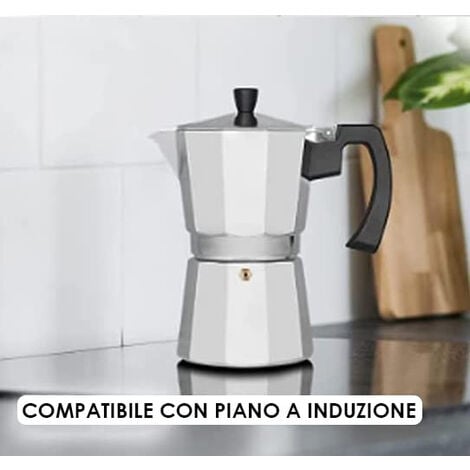 Caffettiera Italiana Induzione in Alluminio, Espresso 12 Tazze di Caffè  Wecook Nero Luccia