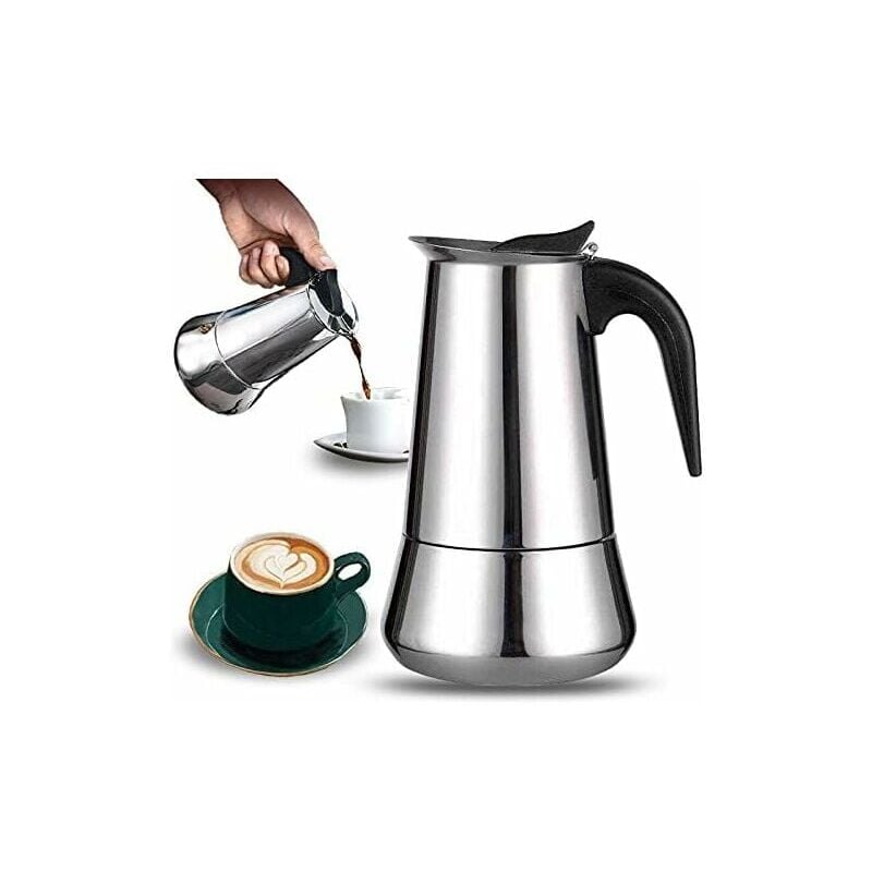 Caffettiera italiana in acciaio inox da 12 tazze, compatibile con tutti i tipi di fornelli, 12 tazze