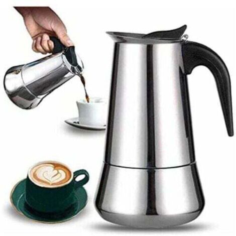 Caffettiera italiana, 2 tazze, acciaio inox, compatibile con tutti i tipi di lampade, 100 ml