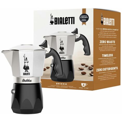 Caffettiera Italiana Bialetti BRIKKA Alluminio 4 Tazze