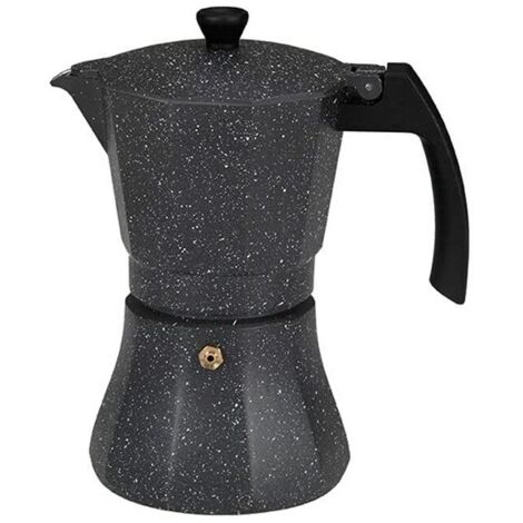 Caffettiera Italiana EDM Nero Alluminio 6 Tazze Induzione