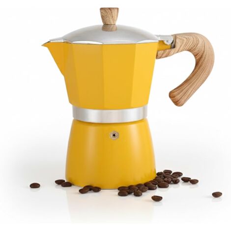 Caffettiera italiana, moka da 300 ml, caffettiera per preparare l'espresso italiano. Compatibile con piani cottura in vetroceramica, elettrici e a gas (giallo).