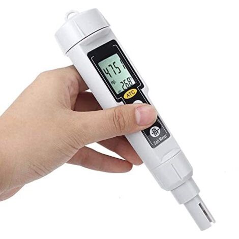 Cafopgrill Salinomètre avec LED LCD Double Affichage, CT3081 Salinomètre numérique Portable Salinomètre Température Humidité Testeur Mètre pour Piscine d'eau salée