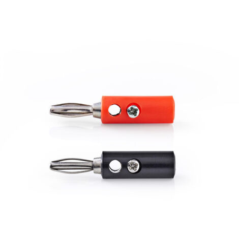 CAGB26900VA Nedis Lot de 4 Connecteurs Banane Noir/Rouge - Lot de 4 connecteurs banane mâle pour câbles HP jusqu'à 6 mm