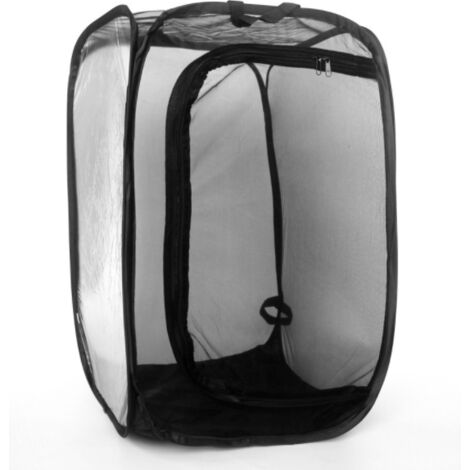 Cage à insectes pour papillons et chenilles, élevage en filet, cage aérée, kit d'insectes pliable 39 x 41 x 60 cm, noir