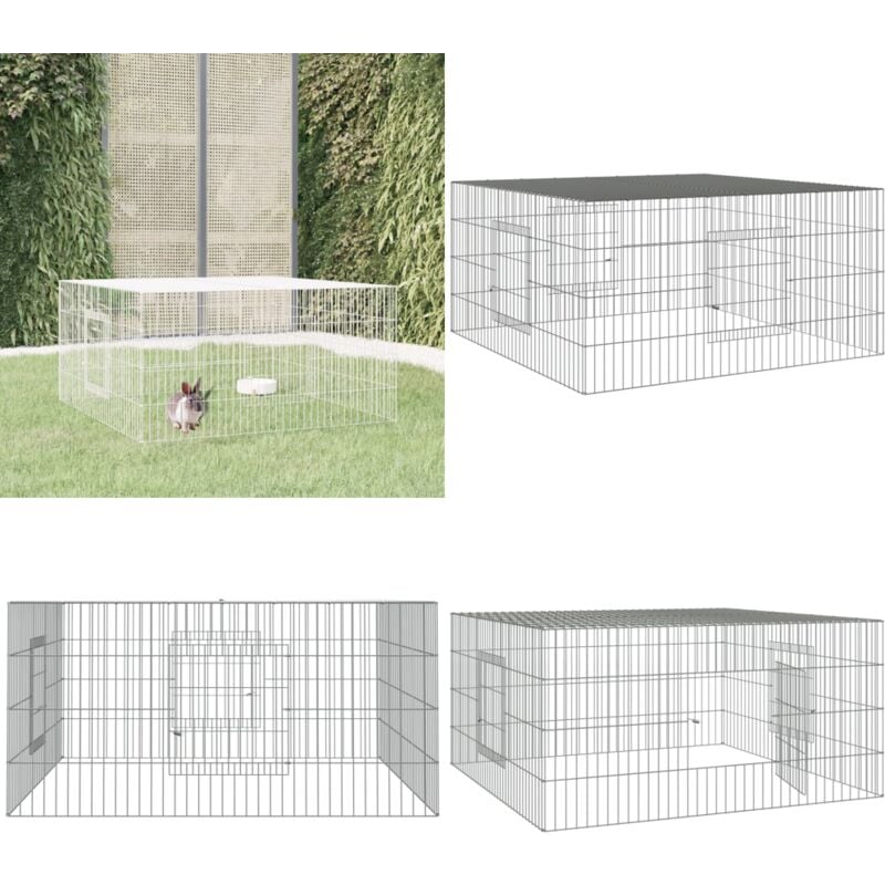 Cage à lapin 110x110x55 cm Fer galvanisé - Cage À Lapin - Clapier Lapin - Abri Lapin - Espace Lapin - Animaux Domestiques - Home & Living