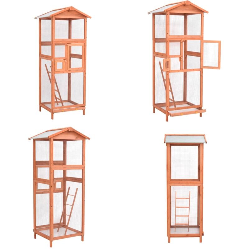 Cage à oiseaux 68x62x166 cm bois de sapin massif - Cage à Oiseaux - Voliére - Oiseau - Animal Domestique - Habitat Pour Oiseaux - Home & Living