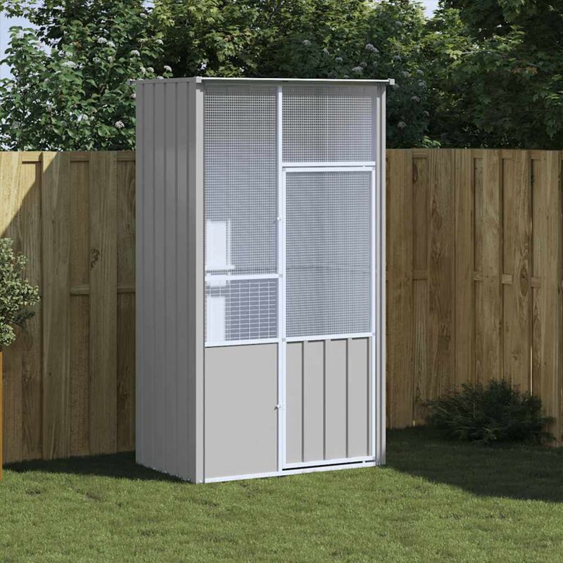 Cage à oiseaux gris 115x78x200 cm acier galvanisé Vidaxl