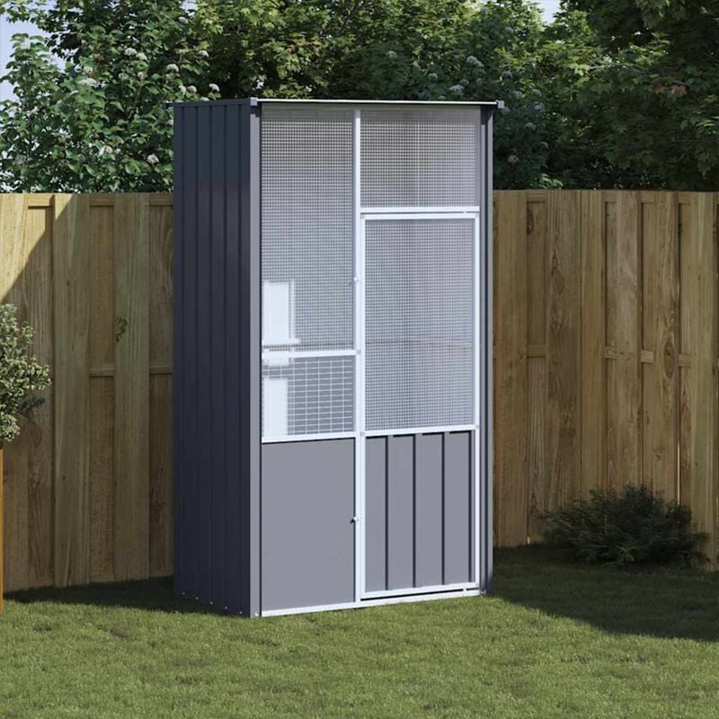 Vidaxl - Cage à oiseaux anthracite 115x78x200 cm acier galvanisé