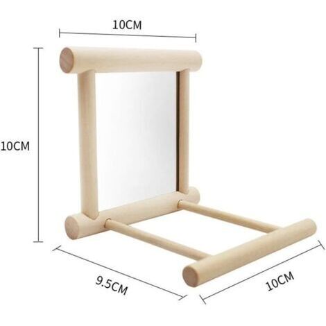 Cage à oiseaux en deux parties avec perchoir miroir, jouet pour perroquet, ara gris à mâcher en bois.