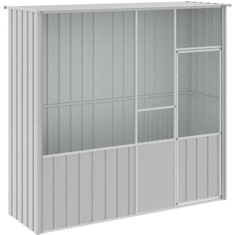 Cage à oiseaux gris 215x78x200 cm acier galvanisé vidaXL