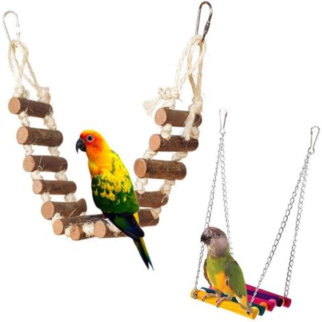Cage à oiseaux, hamac balançoire, convient aux perroquets, perruches, calopsittes (lot de 2)