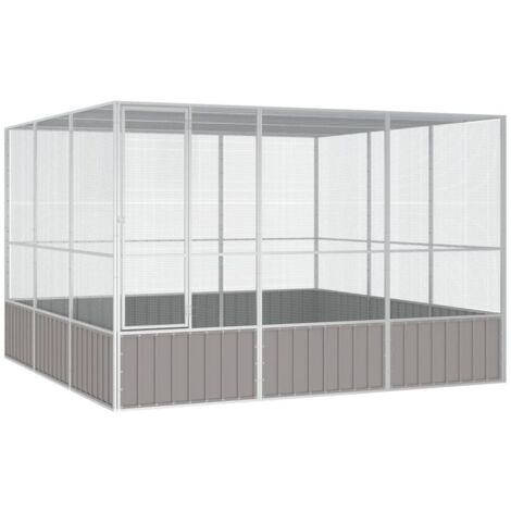 Cage à oiseaux Volière Moderne - Gris 302,5x324,5x211,5 cm Acier galvanisé BV884315 - BonneVie