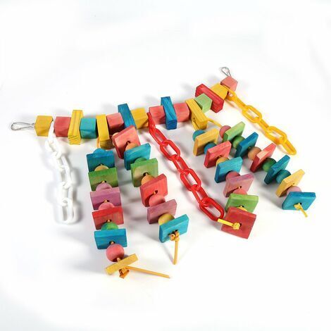 Cage à perroquets colorée en bois, jouets à mcher, oiseau de compagnie, balanoire suspendue, perche à gratter