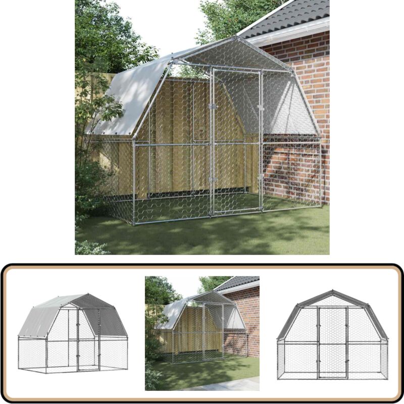 Vidaxl - Cage à poules avec toit et porte argenté acier galvanisé - Poulailler - Abri Pour Animaux - Cage à Poules - Poule - Canard