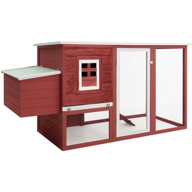 Vidaxl - Poulailler d'extérieur avec 1 nichoir Rouge Bois