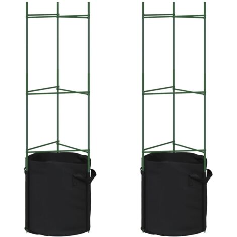 Cage à tomates avec sac à plantes 2 pcs 116 cm acier et PP CFW21828