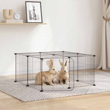 Cage animaux de compagnie à 12 panneaux et porte  Cage pour chien  Parc pour animaux Noir 35x35 cm MCYMH680419